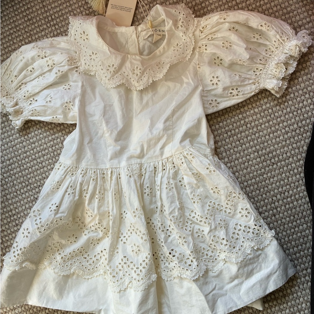 Dôen White Eyelet Kids Dress